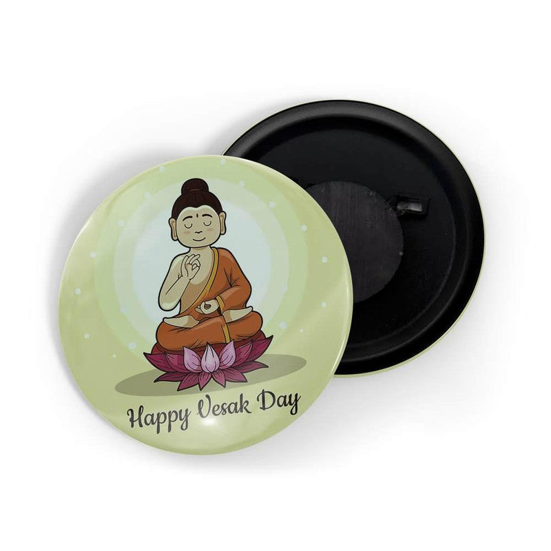 dhcrafts Yellow color Round Fridge Magnet Happy Vesak Day Glossy Finish Design Pack of 1 (58 mm)